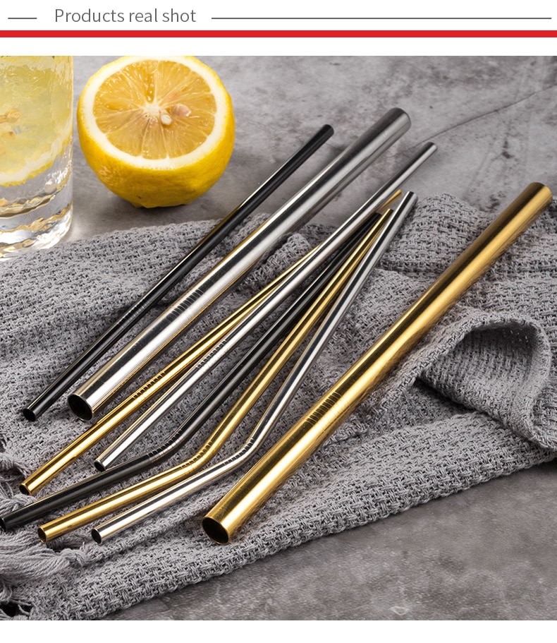 Reusable Metal Drinking Straws 4/8Pcs 304 Stainless Steel Sturdy Bent Straight Drinks Straw Reusable Metal Drinking Straws 4/8Pcs 304 Stainless Steel Sturdy Bent Straight Drinks Straw