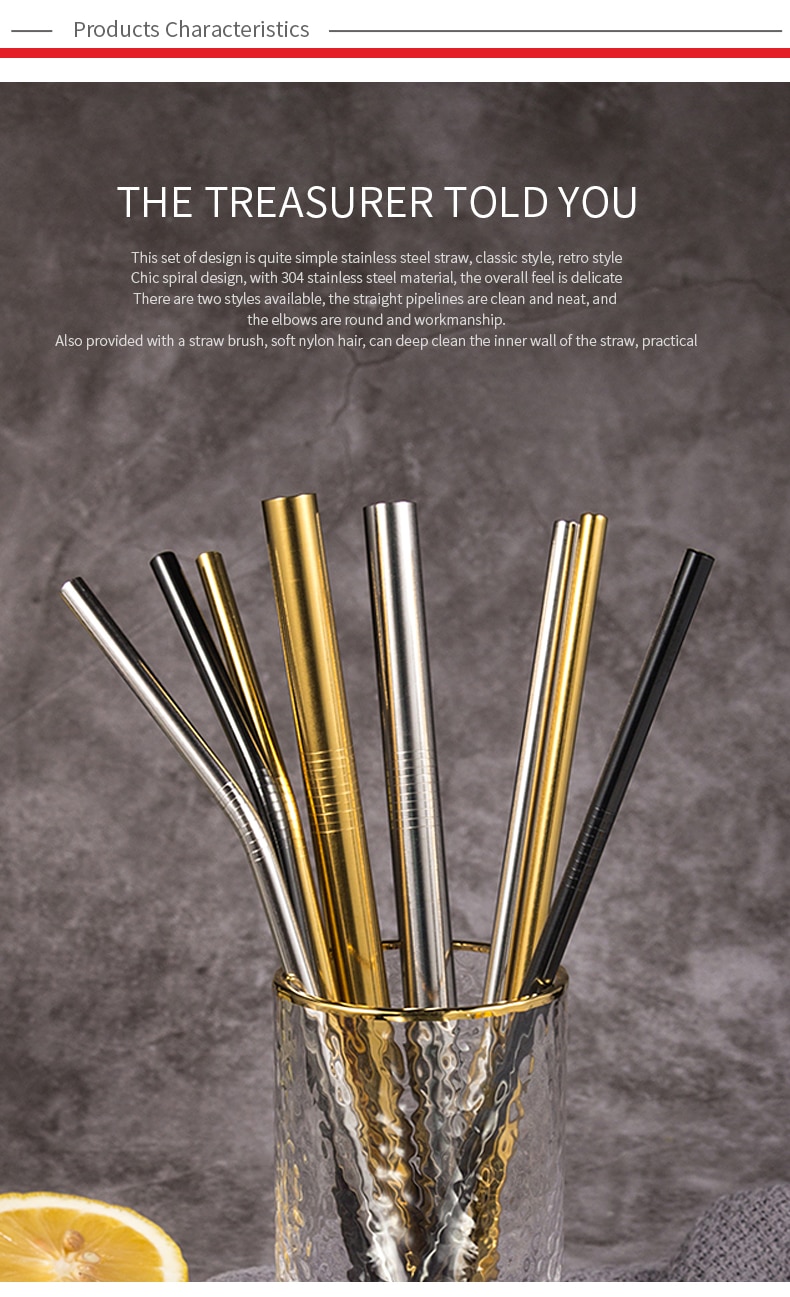 Reusable Metal Drinking Straws 4/8Pcs 304 Stainless Steel Sturdy Bent Straight Drinks Straw Reusable Metal Drinking Straws 4/8Pcs 304 Stainless Steel Sturdy Bent Straight Drinks Straw