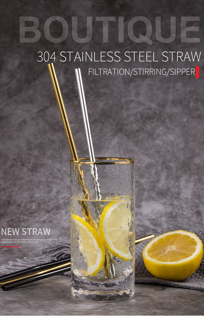 Reusable Metal Drinking Straws 4/8Pcs 304 Stainless Steel Sturdy Bent Straight Drinks Straw Reusable Metal Drinking Straws 4/8Pcs 304 Stainless Steel Sturdy Bent Straight Drinks Straw