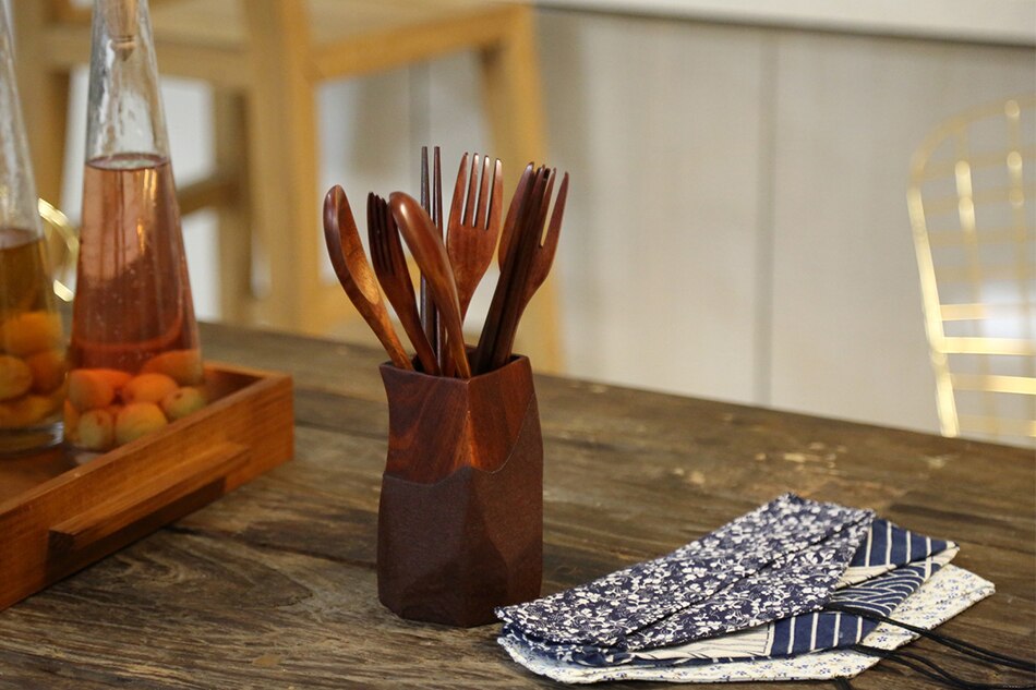 Baispo Portable Tableware Wooden Cutlery Sets with Useful Spoon Fork Chopsticks Travel Gift Dinnerware Suit with Cloth bag Baispo Portable Tableware Wooden Cutlery Sets with Useful Spoon Fork Chopsticks Travel Gift Dinnerware Suit with Cloth bag