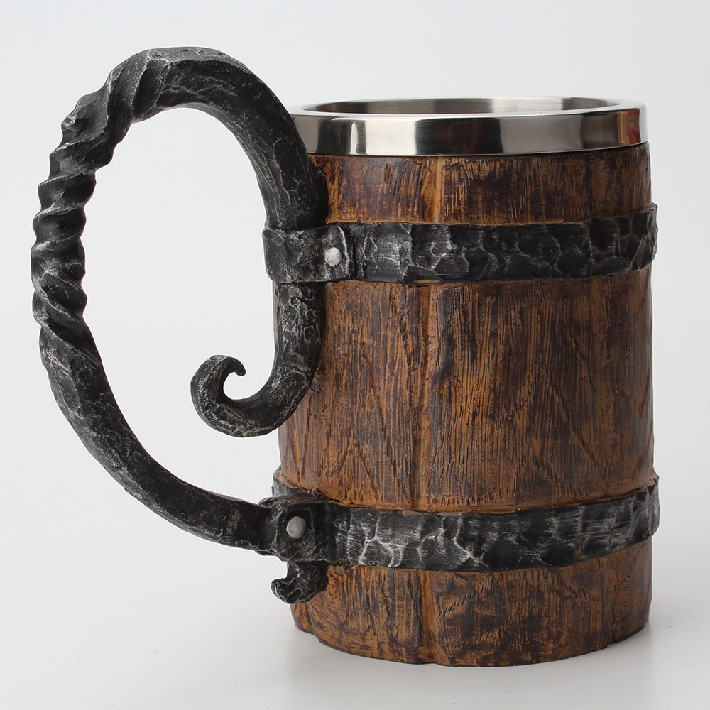 Wooden barrel Stainless Steel Resin 3D Beer Mug Goblet Game Tankard Coffee Cup Wine Glass Mugs 650ml BEST GOT Gift Wooden barrel Stainless Steel Resin 3D Beer Mug Goblet Game Tankard Coffee Cup Wine Glass Mugs 650ml BEST GOT Gift