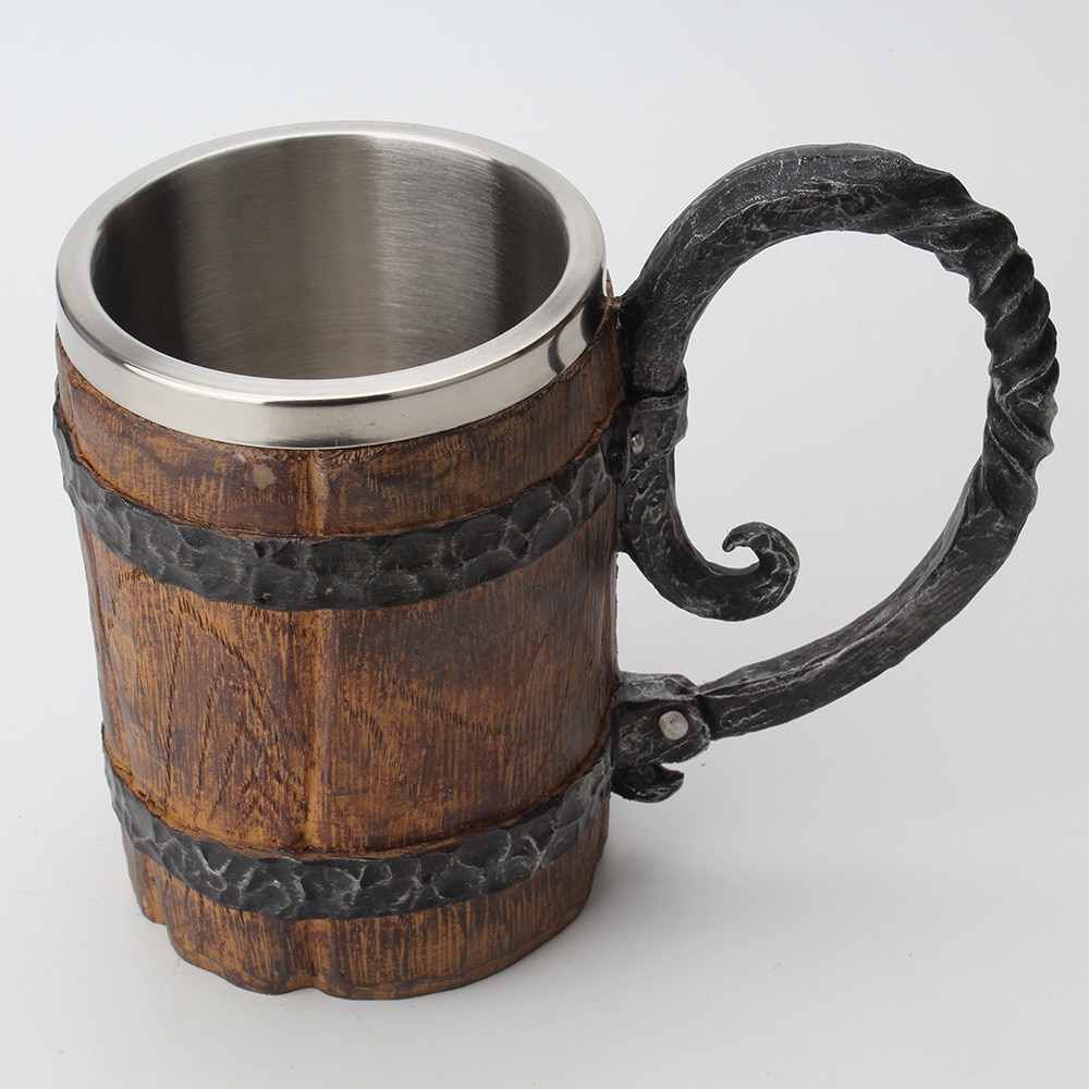 Wooden barrel Stainless Steel Resin 3D Beer Mug Goblet Game Tankard Coffee Cup Wine Glass Mugs 650ml BEST GOT Gift Wooden barrel Stainless Steel Resin 3D Beer Mug Goblet Game Tankard Coffee Cup Wine Glass Mugs 650ml BEST GOT Gift