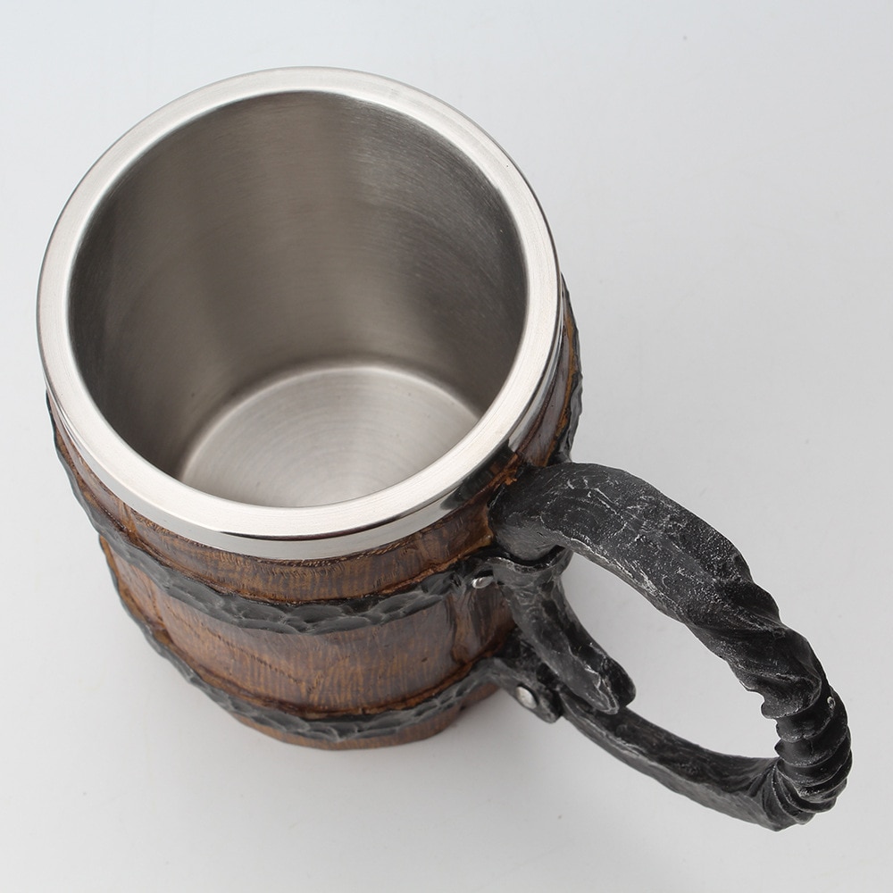 Wooden barrel Stainless Steel Resin 3D Beer Mug Goblet Game Tankard Coffee Cup Wine Glass Mugs 650ml BEST GOT Gift Wooden barrel Stainless Steel Resin 3D Beer Mug Goblet Game Tankard Coffee Cup Wine Glass Mugs 650ml BEST GOT Gift
