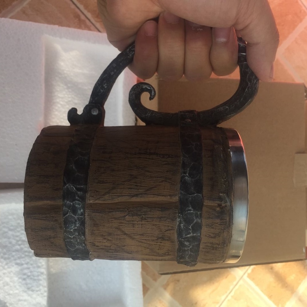 Wooden barrel Stainless Steel Resin 3D Beer Mug Goblet Game Tankard Coffee Cup Wine Glass Mugs 650ml BEST GOT Gift Wooden barrel Stainless Steel Resin 3D Beer Mug Goblet Game Tankard Coffee Cup Wine Glass Mugs 650ml BEST GOT Gift