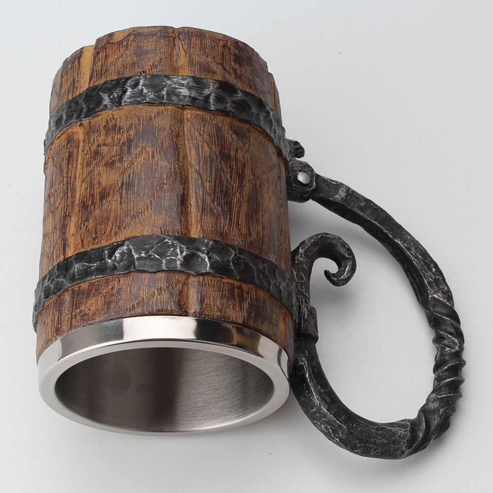Wooden barrel Stainless Steel Resin 3D Beer Mug Goblet Game Tankard Coffee Cup Wine Glass Mugs 650ml BEST GOT Gift Wooden barrel Stainless Steel Resin 3D Beer Mug Goblet Game Tankard Coffee Cup Wine Glass Mugs 650ml BEST GOT Gift