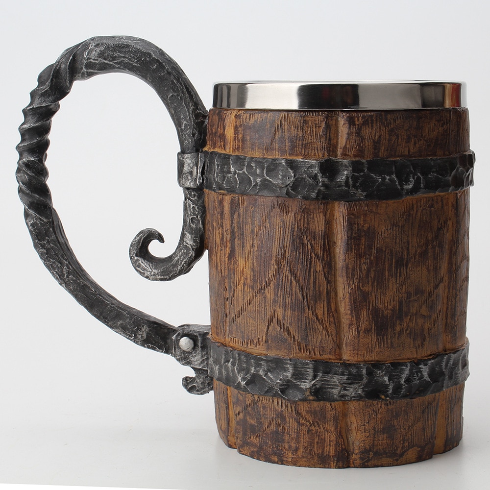 Wooden barrel Stainless Steel Resin 3D Beer Mug Goblet Game Tankard Coffee Cup Wine Glass Mugs 650ml BEST GOT Gift Wooden barrel Stainless Steel Resin 3D Beer Mug Goblet Game Tankard Coffee Cup Wine Glass Mugs 650ml BEST GOT Gift