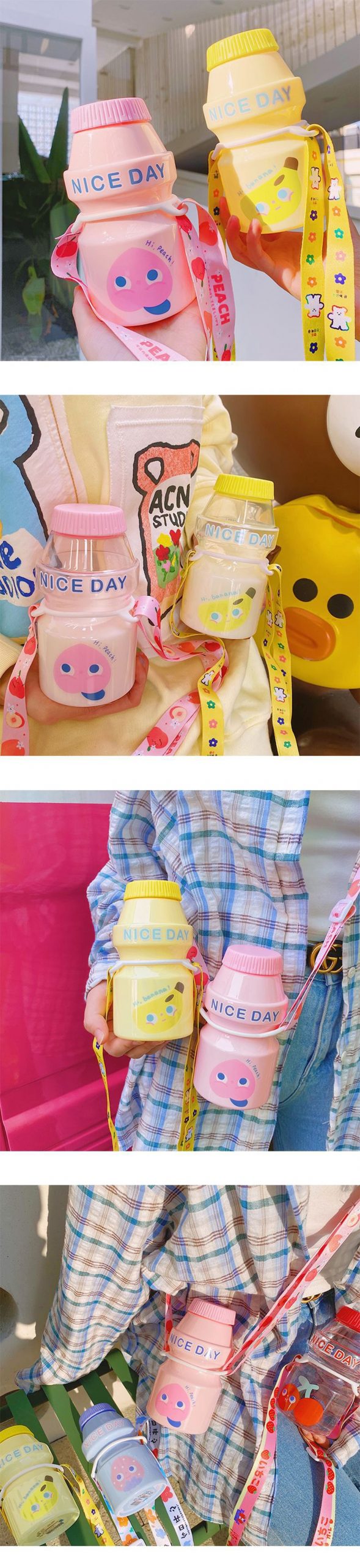 480ml Plastic Water Bottle Tour Drinking Bottle Yakult Shape Cute Kawaii Milk Carton Shaker Bottle for Kids/Girl/Adult Glass 480ml Plastic Water Bottle Tour Drinking Bottle Yakult Shape Cute Kawaii Milk Carton Shaker Bottle for Kids/Girl/Adult Glass