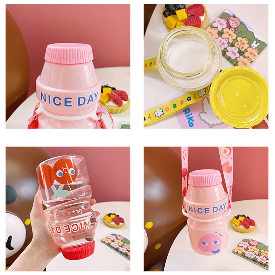 480ml Plastic Water Bottle Tour Drinking Bottle Yakult Shape Cute Kawaii Milk Carton Shaker Bottle for Kids/Girl/Adult Glass 480ml Plastic Water Bottle Tour Drinking Bottle Yakult Shape Cute Kawaii Milk Carton Shaker Bottle for Kids/Girl/Adult Glass