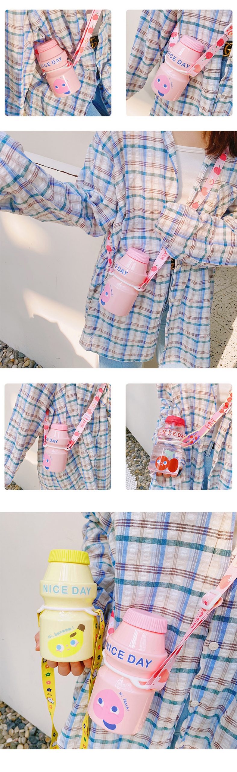 480ml Plastic Water Bottle Tour Drinking Bottle Yakult Shape Cute Kawaii Milk Carton Shaker Bottle for Kids/Girl/Adult Glass 480ml Plastic Water Bottle Tour Drinking Bottle Yakult Shape Cute Kawaii Milk Carton Shaker Bottle for Kids/Girl/Adult Glass