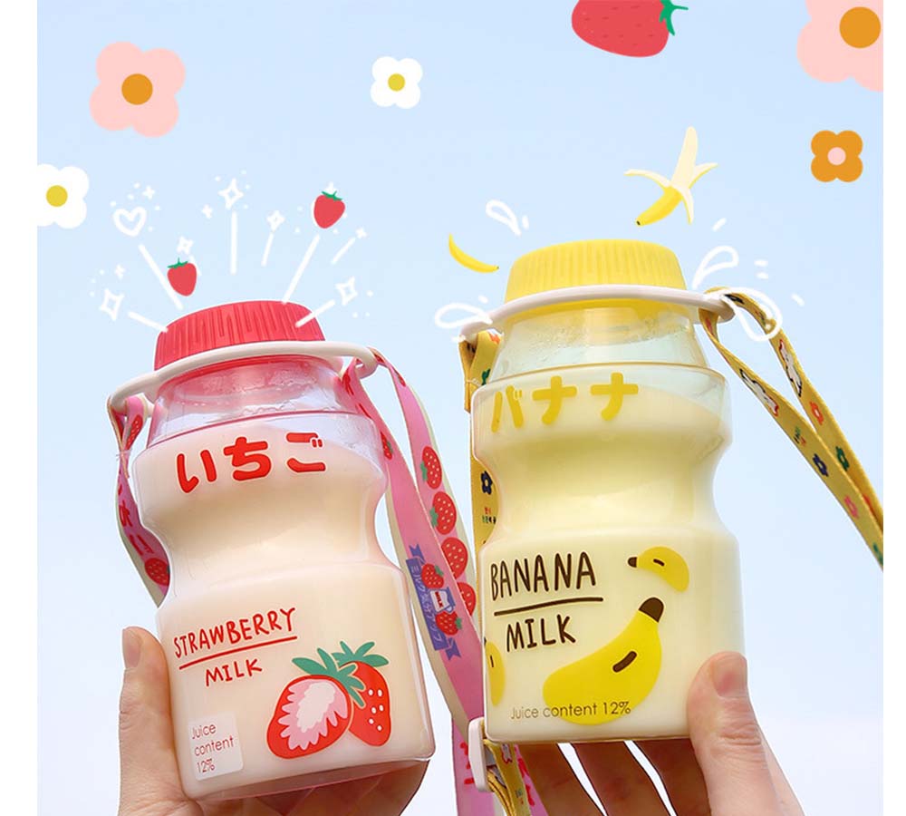 480ml Plastic Water Bottle Tour Drinking Bottle Yakult Shape Cute Kawaii Milk Carton Shaker Bottle for Kids/Girl/Adult Glass 480ml Plastic Water Bottle Tour Drinking Bottle Yakult Shape Cute Kawaii Milk Carton Shaker Bottle for Kids/Girl/Adult Glass