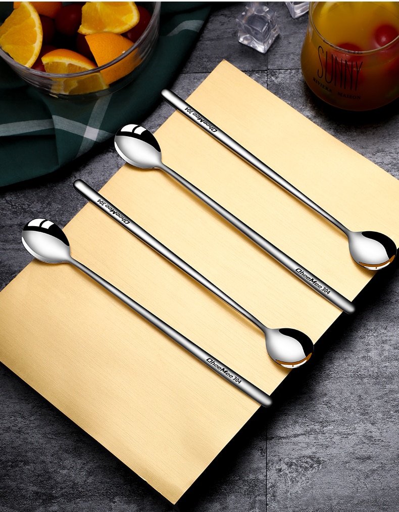 304 Stainless steel dinnerware set spoon tea spoon Dessert coffee ice cream spoons Kitchen accessories Bar tools new long handle 304 Stainless steel dinnerware set spoon tea spoon Dessert coffee ice cream spoons Kitchen accessories Bar tools new long handle