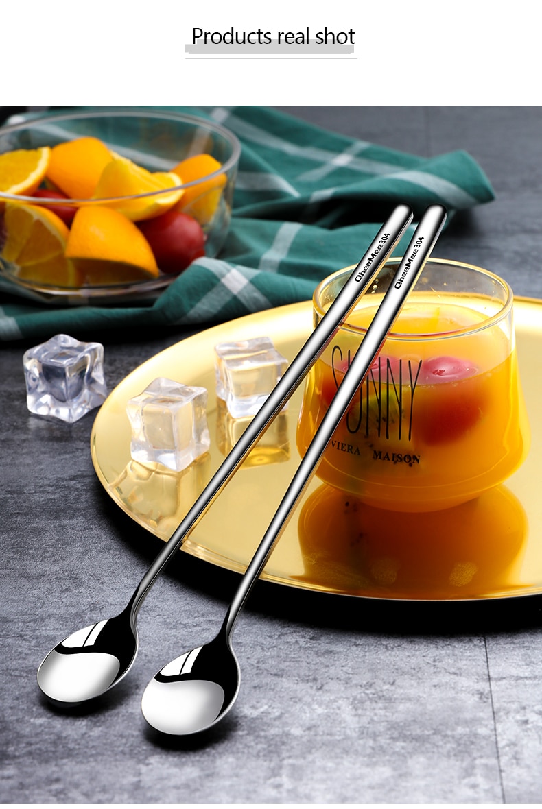 304 Stainless steel dinnerware set spoon tea spoon Dessert coffee ice cream spoons Kitchen accessories Bar tools new long handle 304 Stainless steel dinnerware set spoon tea spoon Dessert coffee ice cream spoons Kitchen accessories Bar tools new long handle