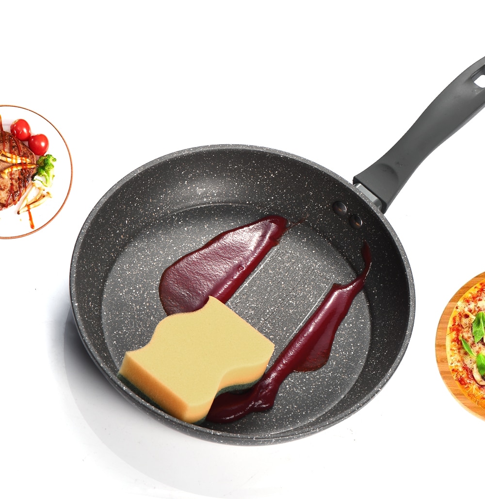 100% PFOA Free Stone-Derived NonStick Frying Pan Coating 5 Layers Bottom Soft Handle Aluminum Dishwasher Safe Cooking Pan Set 100% PFOA Free Stone-Derived NonStick Frying Pan Coating 5 Layers Bottom Soft Handle Aluminum Dishwasher Safe Cooking Pan Set
