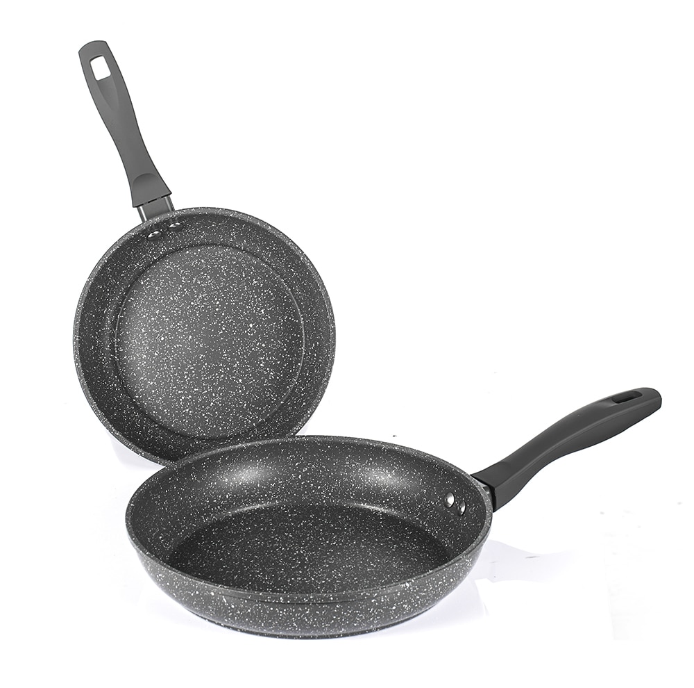 100% PFOA Free Stone-Derived NonStick Frying Pan Coating 5 Layers Bottom Soft Handle Aluminum Dishwasher Safe Cooking Pan Set 100% PFOA Free Stone-Derived NonStick Frying Pan Coating 5 Layers Bottom Soft Handle Aluminum Dishwasher Safe Cooking Pan Set