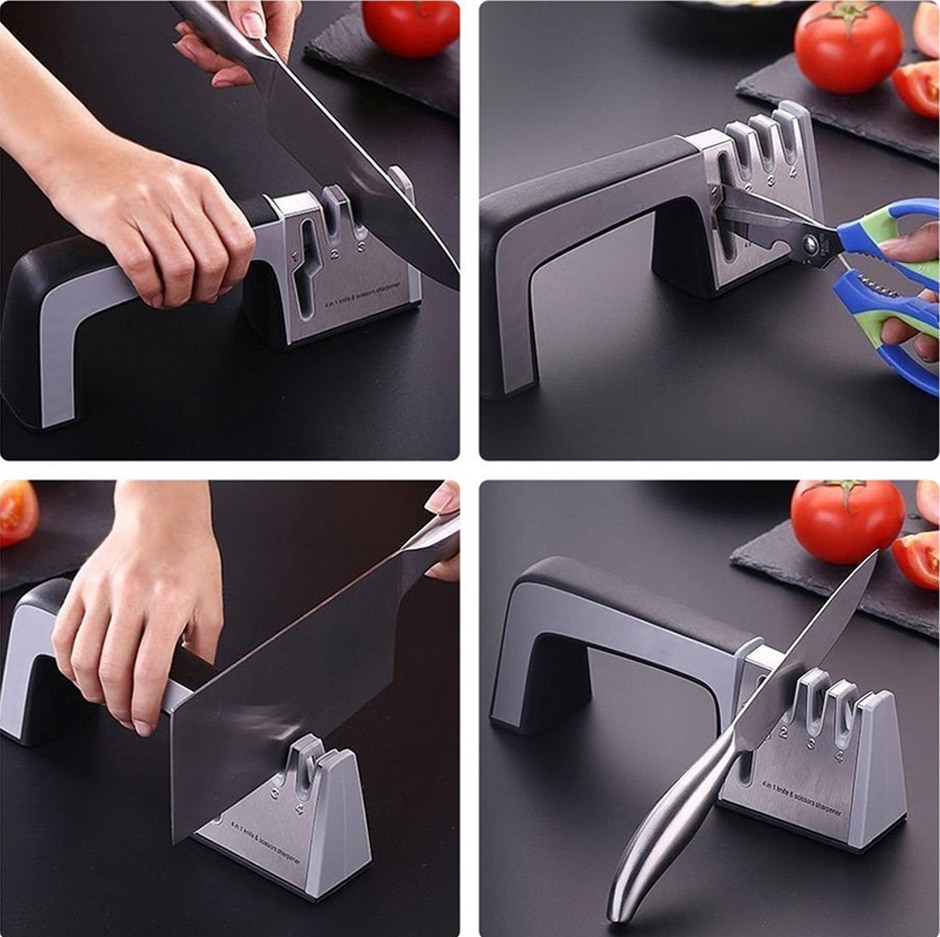 Knife Sharpener 4 in 1 Diamond Coated&Fine Rod Knife Shears and Scissors Sharpening stone System Stainless Steel Blades Knife Sharpener 4 in 1 Diamond Coated&Fine Rod Knife Shears and Scissors Sharpening stone System Stainless Steel Blades
