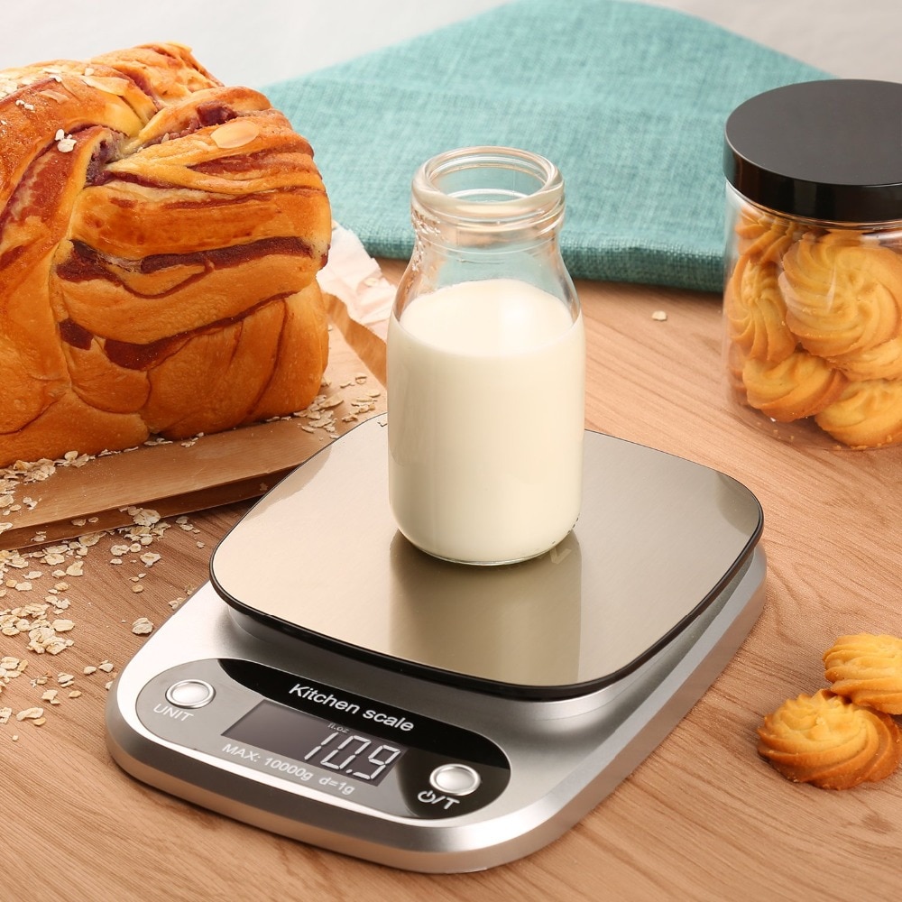 Digital Kitchen Scale 10kg Food Scale Multifunction Weight Scale Electronic Baking & Cooking Scale with LCD Display Silver Digital Kitchen Scale 10kg Food Scale Multifunction Weight Scale Electronic Baking & Cooking Scale with LCD Display Silver