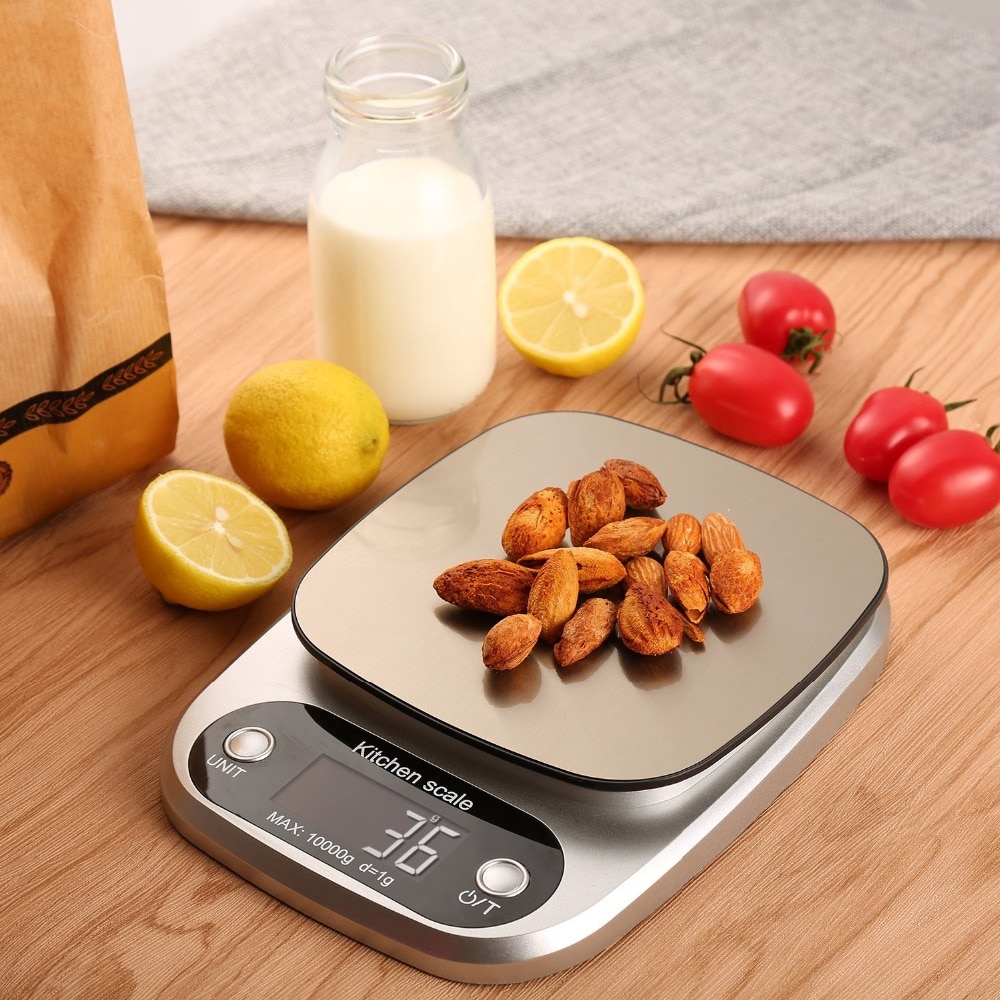 Digital Kitchen Scale 10kg Food Scale Multifunction Weight Scale Electronic Baking & Cooking Scale with LCD Display Silver Digital Kitchen Scale 10kg Food Scale Multifunction Weight Scale Electronic Baking & Cooking Scale with LCD Display Silver