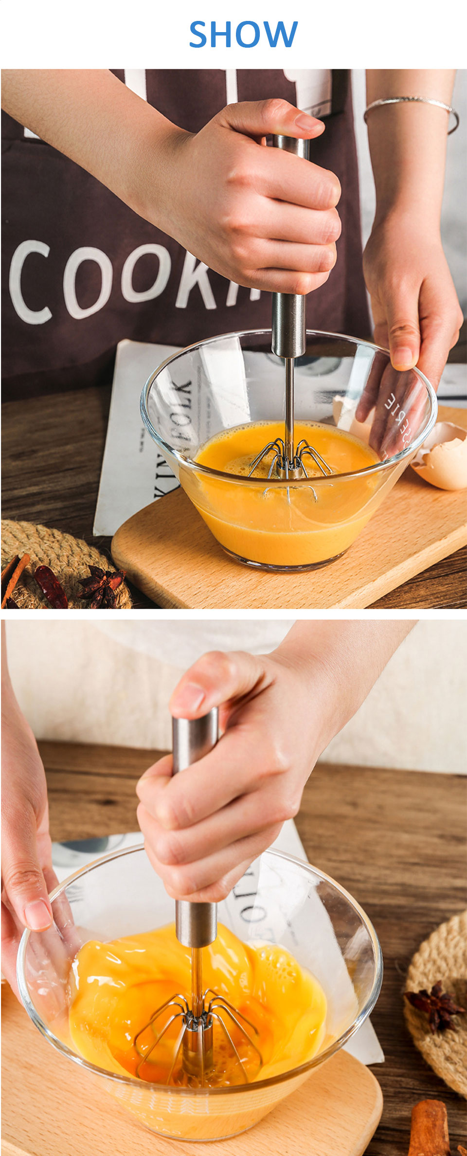 Semi-automatic Egg Beater 304 Stainless Steel Egg Whisk Manual Hand Mixer Self Turning Egg Stirrer Kitchen Accessories Egg Tools Semi-automatic Egg Beater 304 Stainless Steel Egg Whisk Manual Hand Mixer Self Turning Egg Stirrer Kitchen Accessories Egg Tools