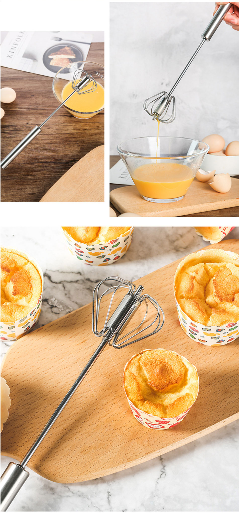 Semi-automatic Egg Beater 304 Stainless Steel Egg Whisk Manual Hand Mixer Self Turning Egg Stirrer Kitchen Accessories Egg Tools Semi-automatic Egg Beater 304 Stainless Steel Egg Whisk Manual Hand Mixer Self Turning Egg Stirrer Kitchen Accessories Egg Tools