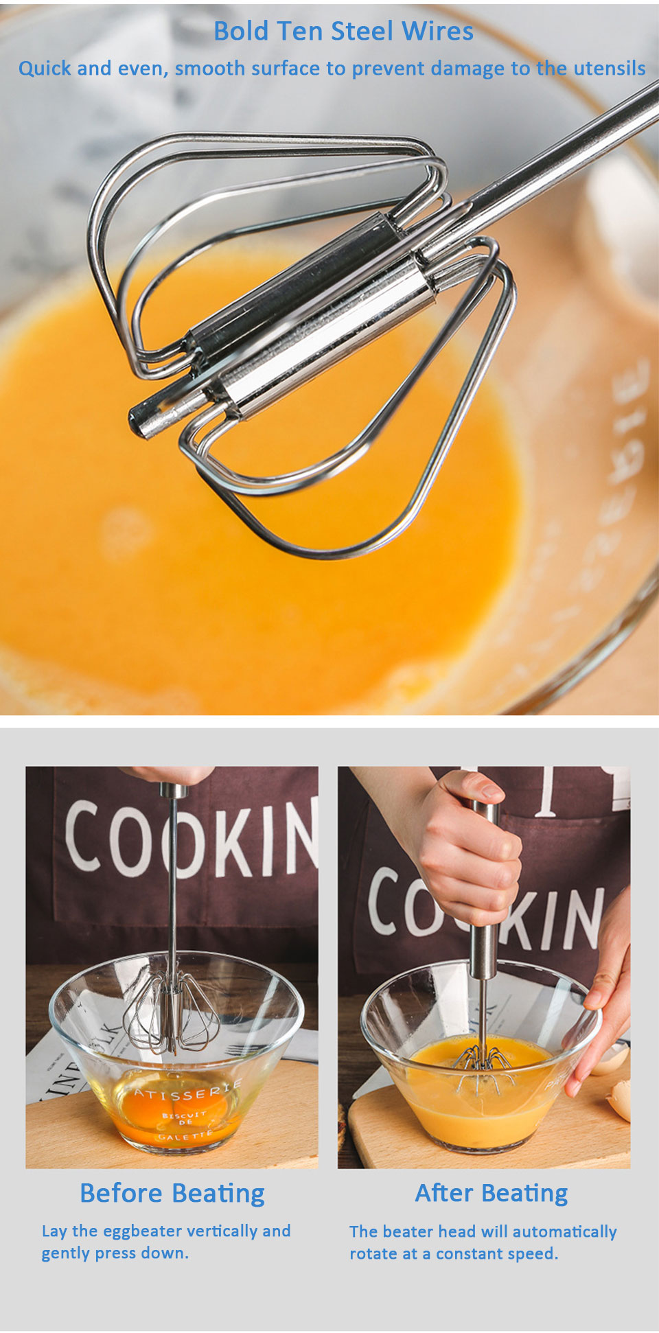 Semi-automatic Egg Beater 304 Stainless Steel Egg Whisk Manual Hand Mixer Self Turning Egg Stirrer Kitchen Accessories Egg Tools Semi-automatic Egg Beater 304 Stainless Steel Egg Whisk Manual Hand Mixer Self Turning Egg Stirrer Kitchen Accessories Egg Tools