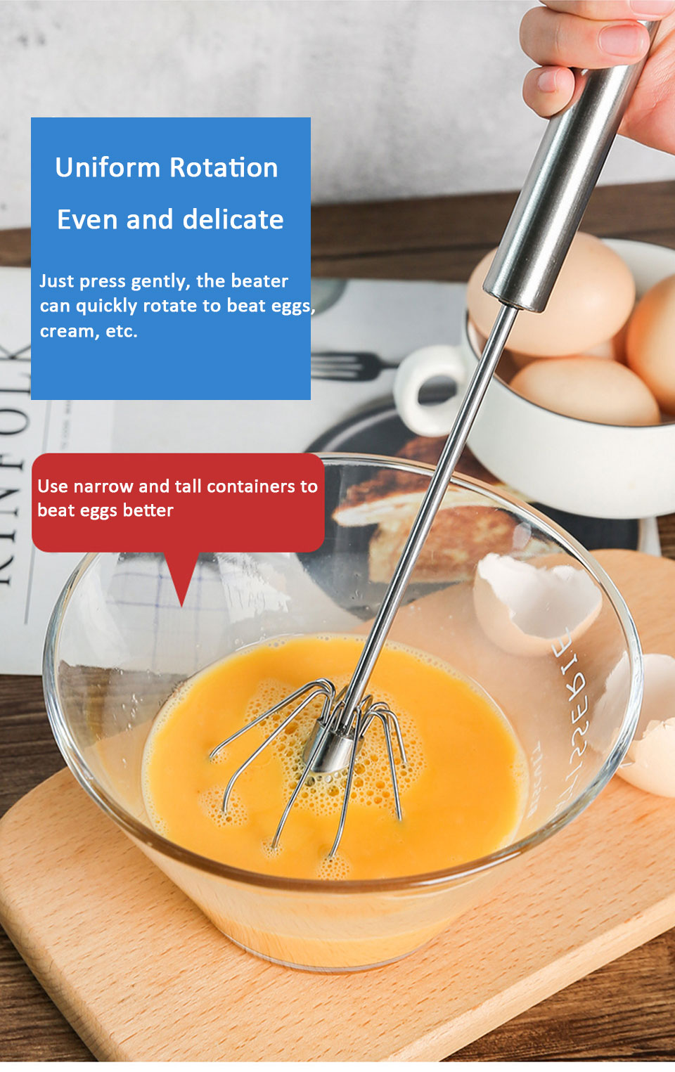 Semi-automatic Egg Beater 304 Stainless Steel Egg Whisk Manual Hand Mixer Self Turning Egg Stirrer Kitchen Accessories Egg Tools Semi-automatic Egg Beater 304 Stainless Steel Egg Whisk Manual Hand Mixer Self Turning Egg Stirrer Kitchen Accessories Egg Tools