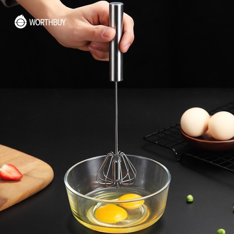 WORTHBUY Semi-Automatic Egg Beater 304 Stainless Steel Egg Whisk Manual