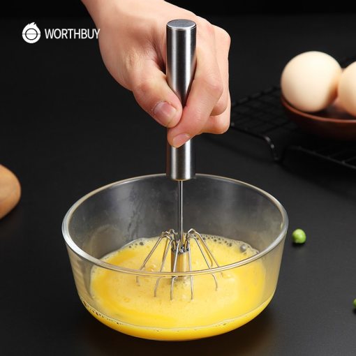 WORTHBUY Semi-Automatic Egg Beater 304 Stainless Steel Egg Whisk Manual