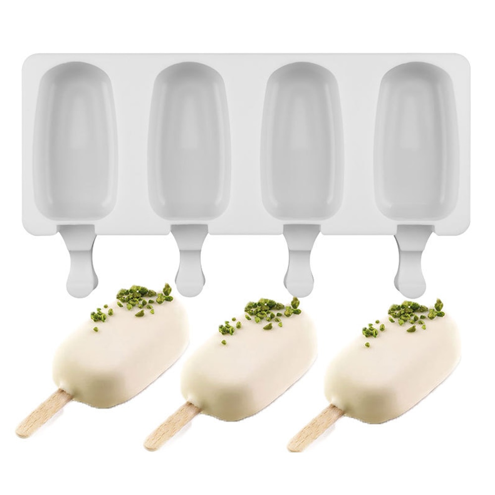 Food Safe Silicone Ice Cream Molds 4 Cell Frozen Ice Cube Molds Popsicle Maker DIY Homemade Freezer Ice Lolly Mould Food Safe Silicone Ice Cream Molds 4 Cell Frozen Ice Cube Molds Popsicle Maker DIY Homemade Freezer Ice Lolly Mould