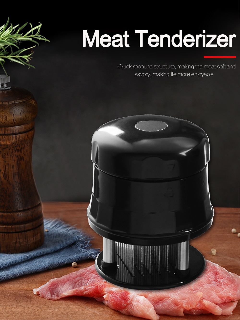 Professional Meat Tenderizer Needle With 56 Stainless Steel Blades Kitchen Cooking Tools Tender Meat Hammer For Beef Steak Professional Meat Tenderizer Needle With 56 Stainless Steel Blades Kitchen Cooking Tools Tender Meat Hammer For Beef Steak