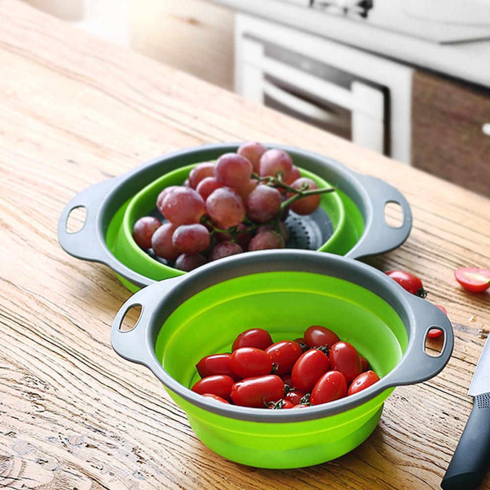 Foldable Silicone Colander Fruit Vegetable Washing Basket Strainer Strainer Collapsible Drainer With Handle Kitchen Tools Foldable Silicone Colander Fruit Vegetable Washing Basket Strainer Strainer Collapsible Drainer With Handle Kitchen Tools