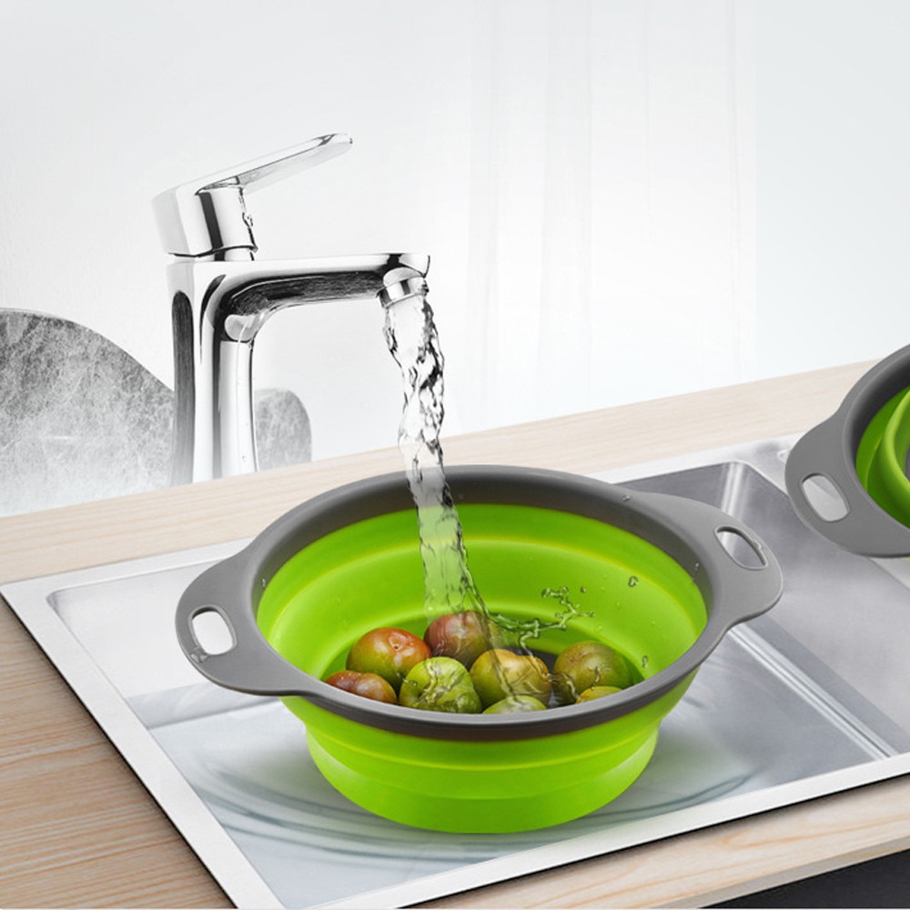 Foldable Silicone Colander Fruit Vegetable Washing Basket Strainer Strainer Collapsible Drainer With Handle Kitchen Tools Foldable Silicone Colander Fruit Vegetable Washing Basket Strainer Strainer Collapsible Drainer With Handle Kitchen Tools