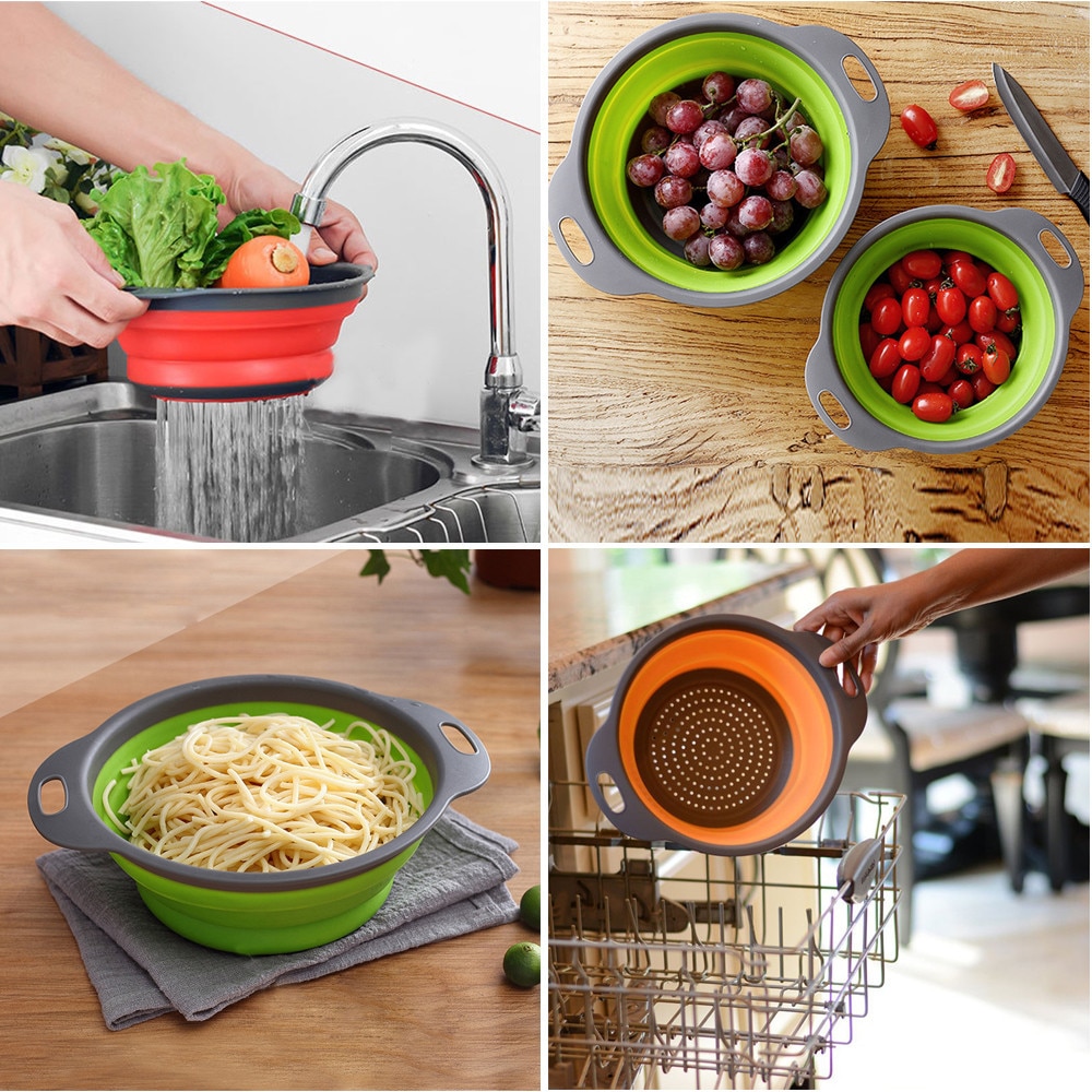 Foldable Silicone Colander Fruit Vegetable Washing Basket Strainer Strainer Collapsible Drainer With Handle Kitchen Tools Foldable Silicone Colander Fruit Vegetable Washing Basket Strainer Strainer Collapsible Drainer With Handle Kitchen Tools