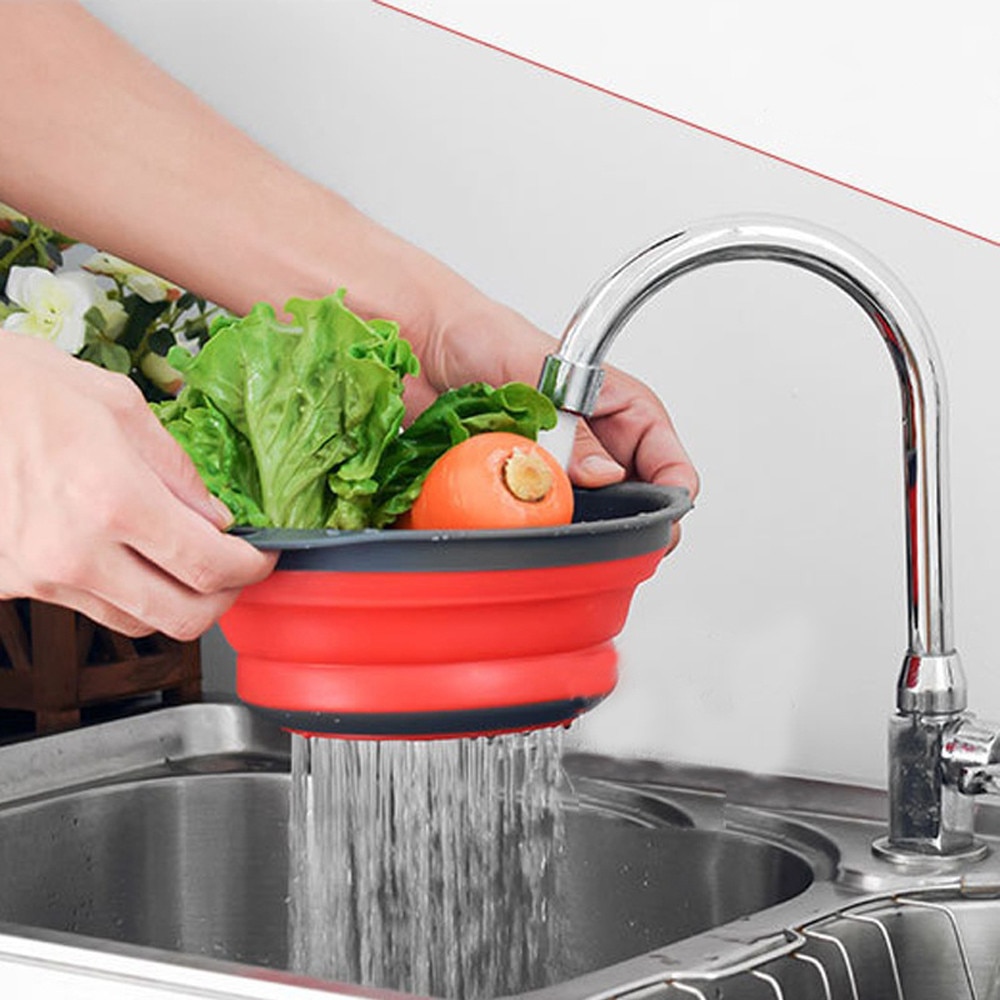 Foldable Silicone Colander Fruit Vegetable Washing Basket Strainer Strainer Collapsible Drainer With Handle Kitchen Tools Foldable Silicone Colander Fruit Vegetable Washing Basket Strainer Strainer Collapsible Drainer With Handle Kitchen Tools